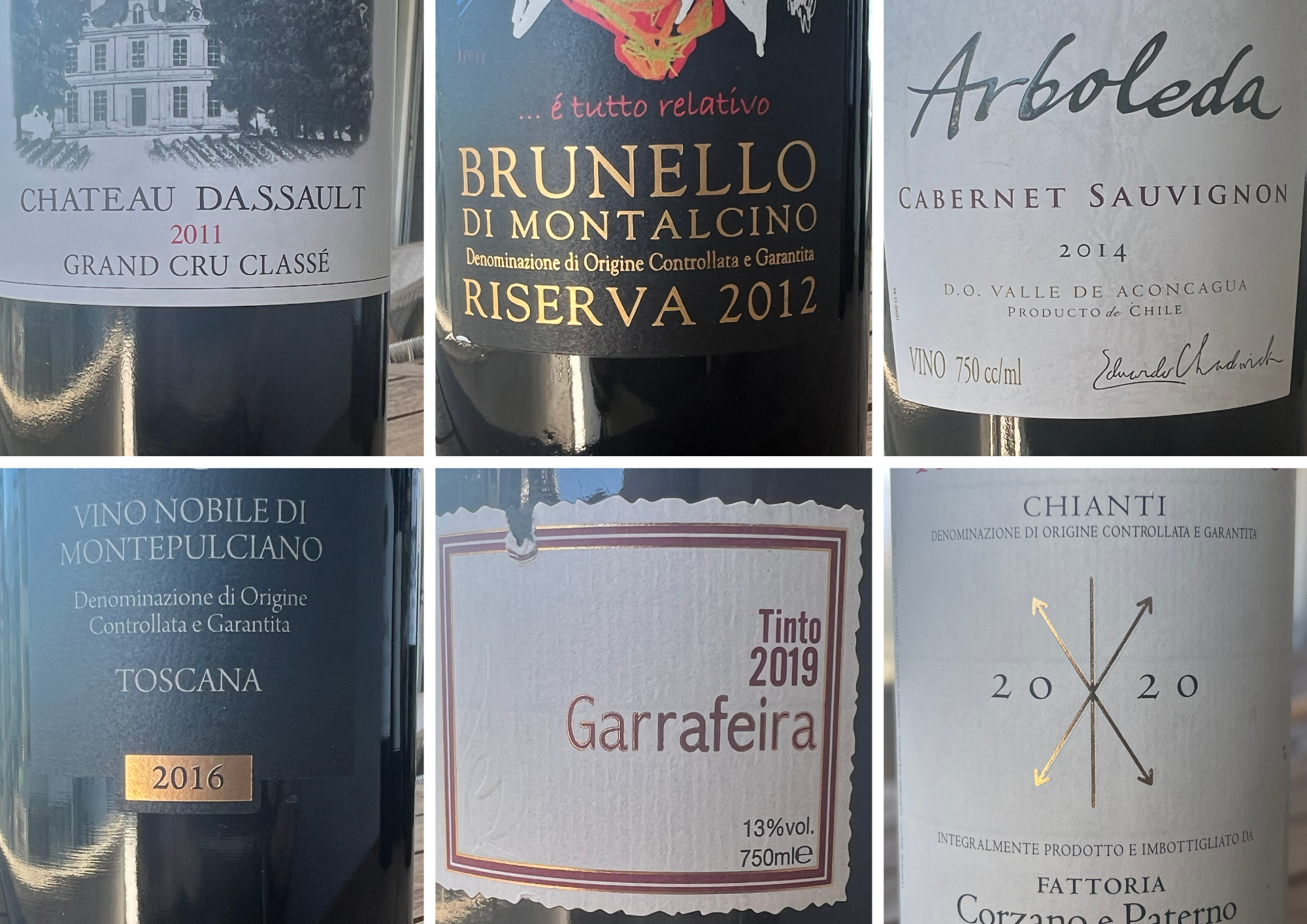 Look at the wine vintage in some of my bottles