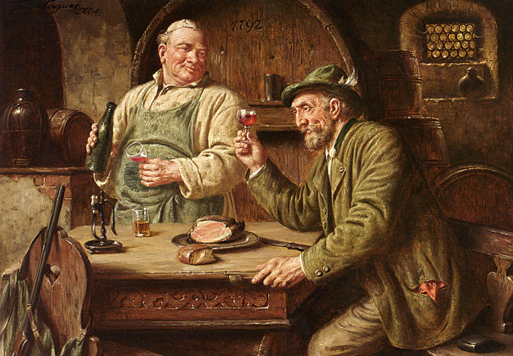 In the Wine Cellar by Fritz Wagner