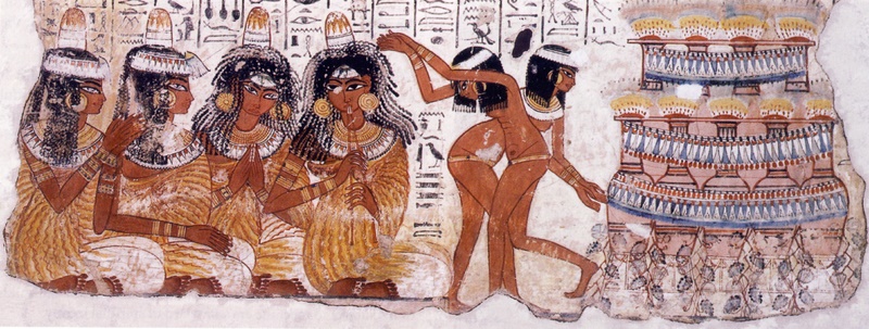 Wall painting in Egyptian tomb